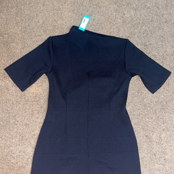 Modern Citizen Evie Ribbed Knit Jersey Ruched Midi Dress Navy Blue Medium - Picture 8 of 11